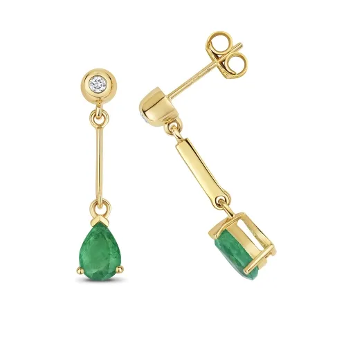 Gold Emerald Drop Earrings